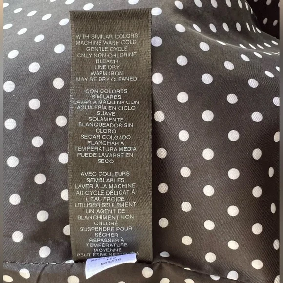 WHBM Black Blazer with Polka Dot Liner Machine Washable One Button Closure 2 - Picture 5 of 16